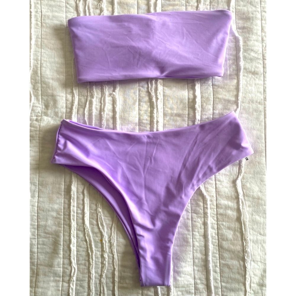 Brand new lavender strapless and high rise bikini.